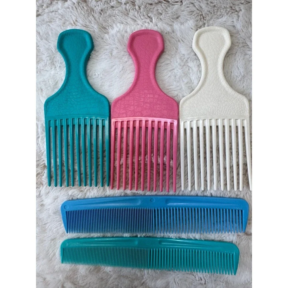 VTG Goody Hair Lift Pick Comb & Styling Combs Lot of 5 Blue, Pink, White, Teal